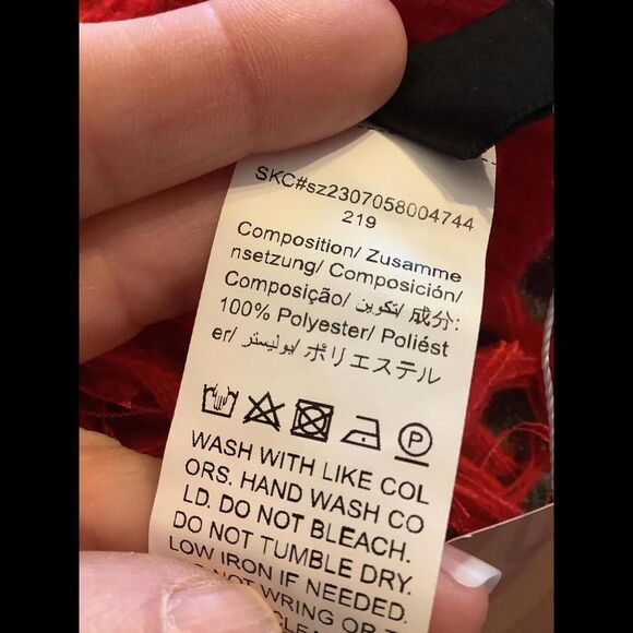 NWT SHEIN Sky Red Fringe Crop Sweater - Picture 6 of 6